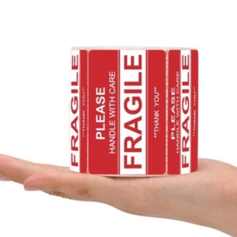 75- 3 x 2 inch Red Fragile Handle With Care Stickers​
